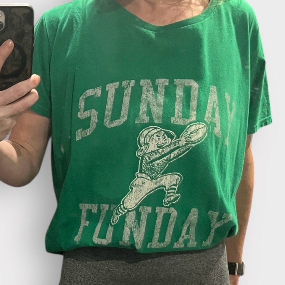 Green Sunday Funday Football Graphic Tee XL Oversized NFL Game Day Shirt